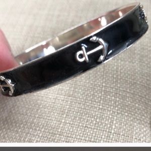 Black & Silver Anchor Bangle